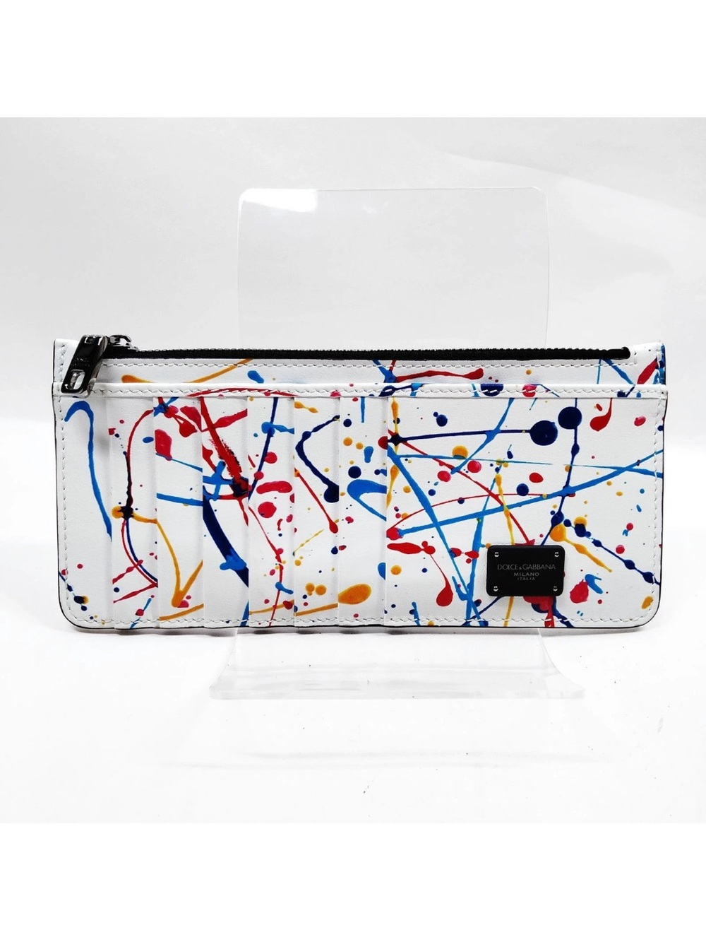 Dolce & Gabbana White Paint Splatter long Card Holder